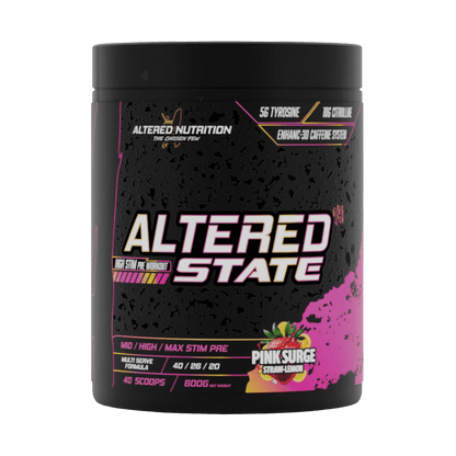 Altered State V3 Altered Nutrition High stim pre workout 40 Serves Pink Surge (Straw-Lemon)