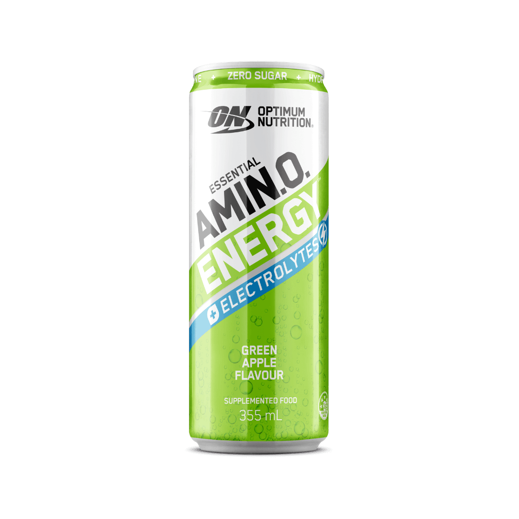 Amino Energy + Electrolyte Sparkling Can Optimum Nutrition Drinks for pre workout Single Green Apple