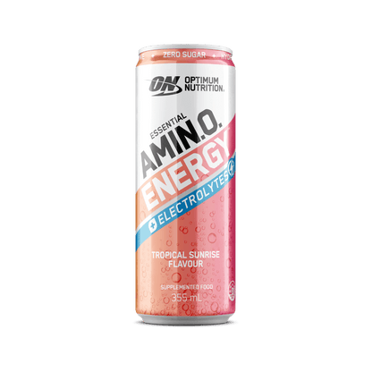 Amino Energy + Electrolyte Sparkling Can Optimum Nutrition Drinks for pre workout Single Tropical Sunrise