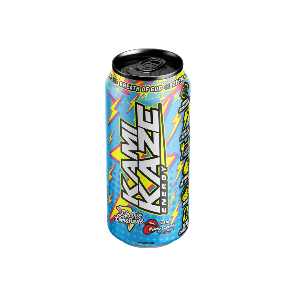 Kamikaze RTD Athletic Sport Drinks for pre workout Box of 12 Electric Lemonade