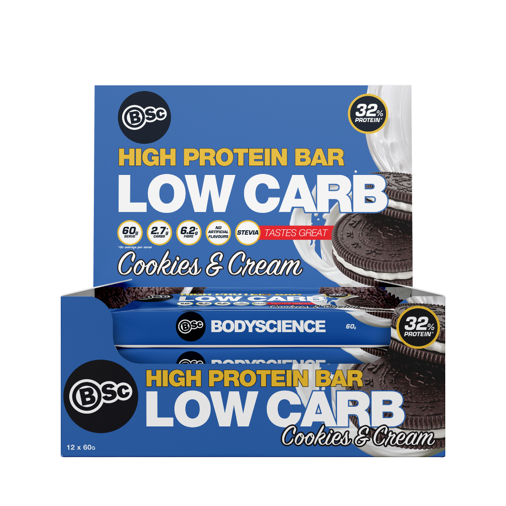 High Protein Low Carb Bar BSC ( Body Science ) High protein low carb bar sidecart Single Cookies and Cream