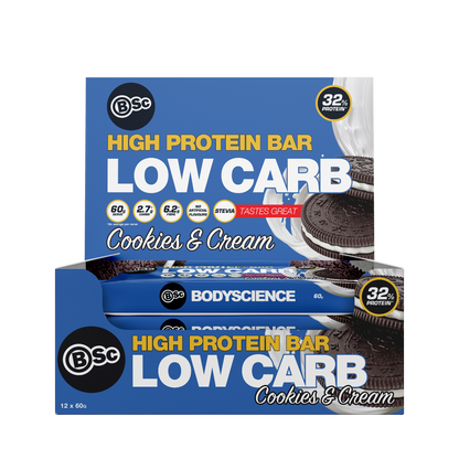 High Protein Low Carb Bar BSC ( Body Science ) High protein low carb bar sidecart Single Cookies and Cream
