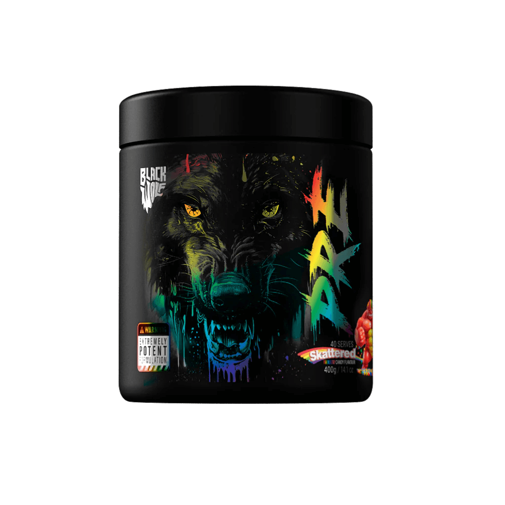 Black Wolf Pre Black Wolf High stim pre workout 40 Serves Skattered Rainbow Candy