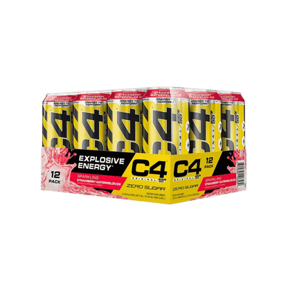 C4 Original Carbonated Cans Cellucor Drinks for pre workout Box of 12 Strawberry Watermelon Ice