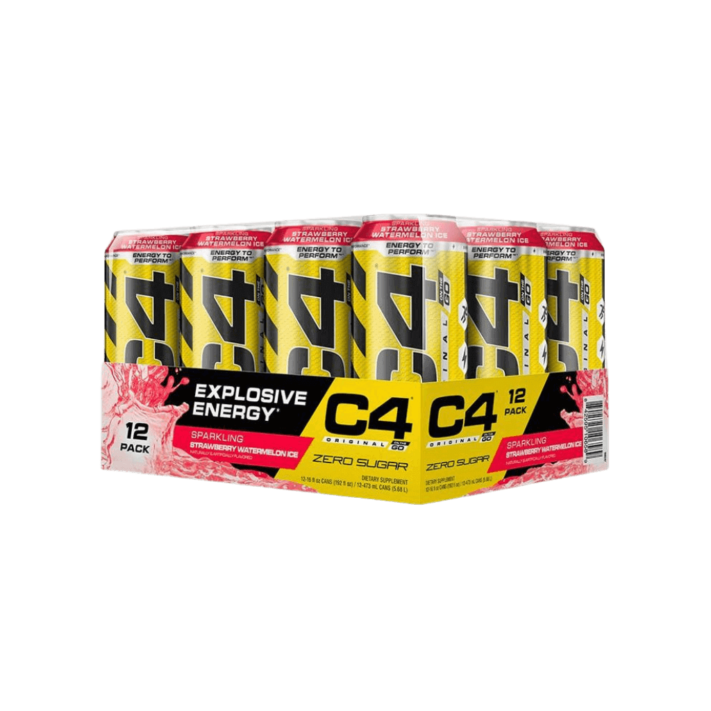 C4 Original Carbonated Cans Cellucor Drinks for pre workout Box of 12 Strawberry Watermelon Ice