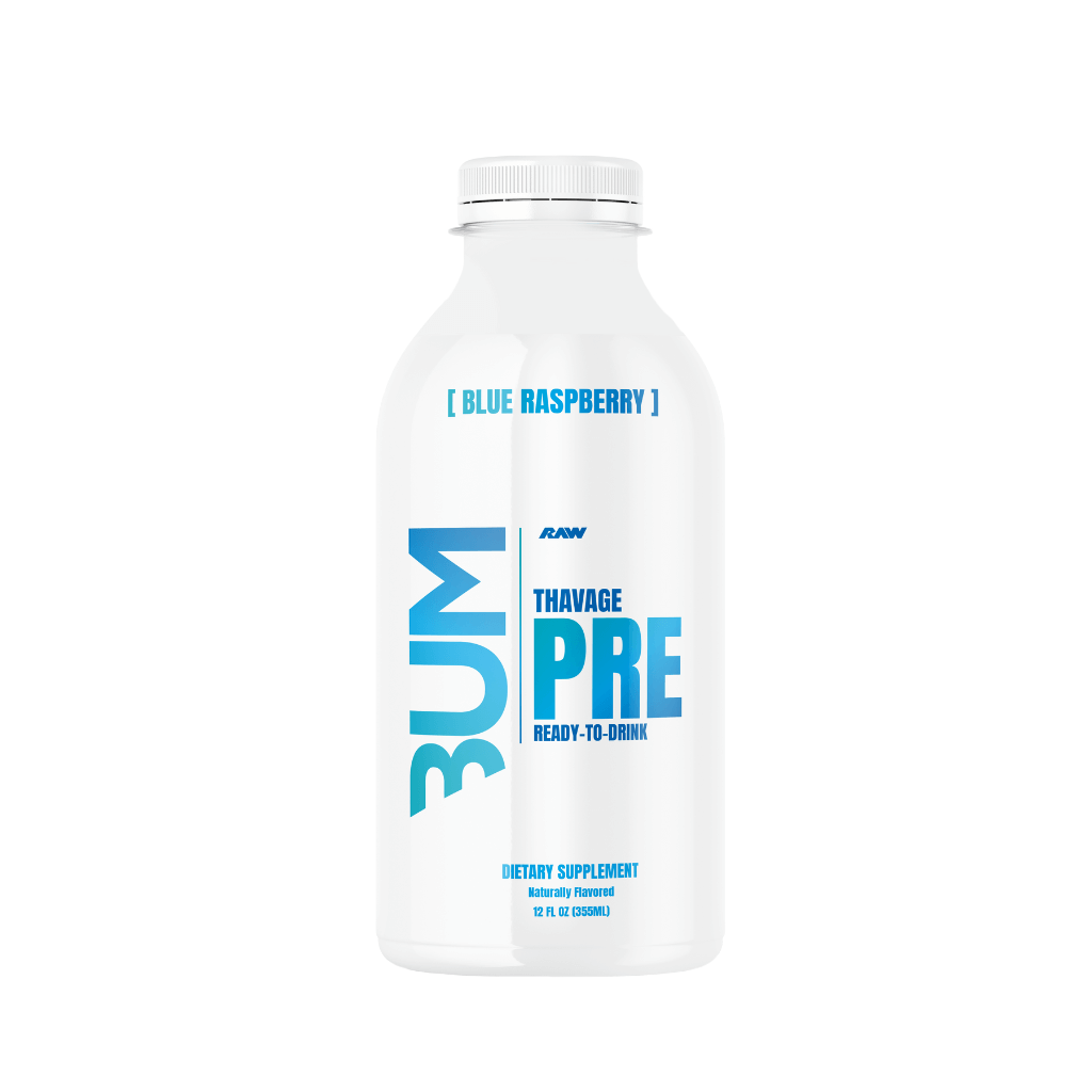 CBUM Thavage RTD & CBUM Thavage RTD RAW Drinks for pre workout Box of 12 Blue Raspberry