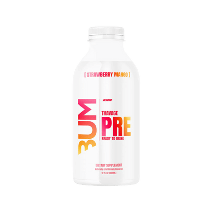 CBUM Thavage RTD RAW Drinks for pre workout Box of 12 Strawberry Mango