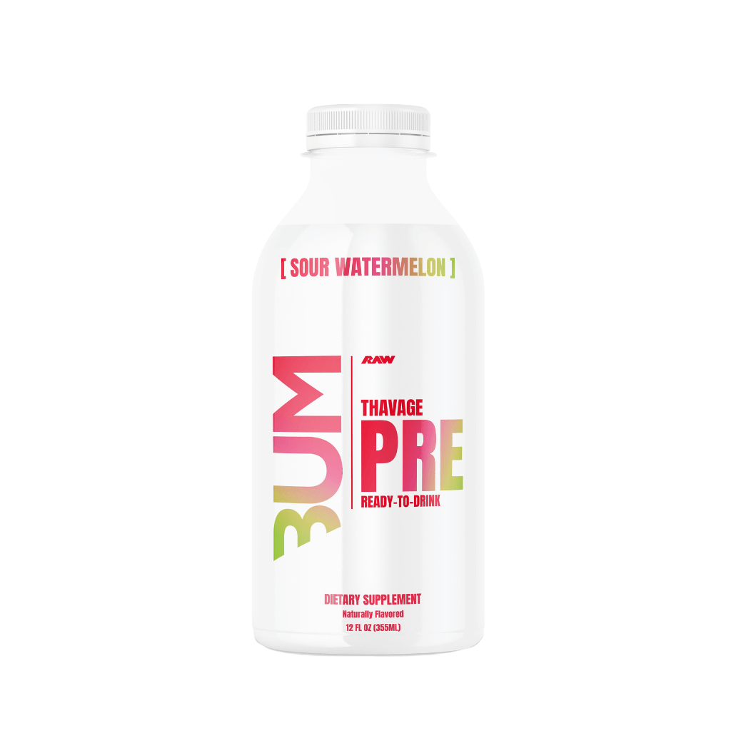 CBUM Thavage RTD (1) & CBUM Thavage RTD RAW Drinks for pre workout Box of 12 Sour Watermelon