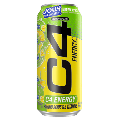 C4 Original Carbonated Cans Cellucor Drinks for pre workout Box of 12 Jolly Rancher Green Apple