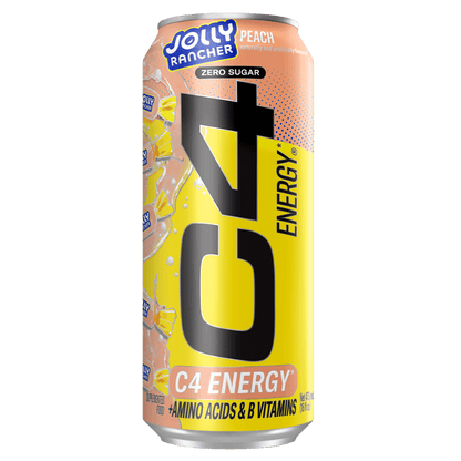 C4 Original Carbonated Cans Cellucor Drinks for pre workout Box of 12 Jolly Rancher Peach