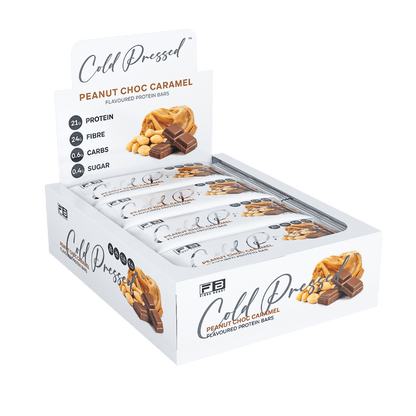 Cold Pressed Protein Bar Fibre Boost High protein bars Box of 12 Peanut Choc Caramel