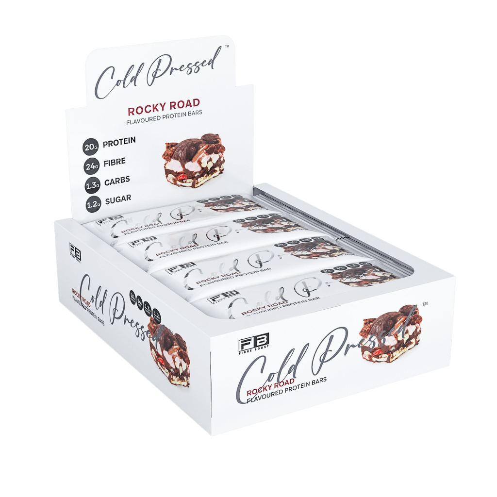Cold Pressed Protein Bar Fibre Boost High protein bars Box of 12 Rocky Road