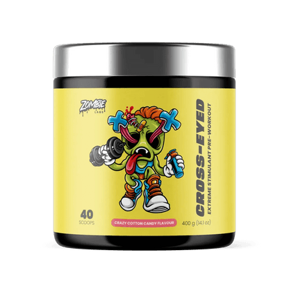 Cross-Eyed (6) & Cross-Eyed Zombie Labs Medium stimulant pre workout powder 40 Serves Cotton Candy
