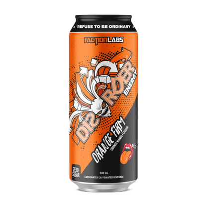 Disorder RTD (1) & Disorder RTD Faction Labs Drinks for pre workout Box of 12 Orange Firm