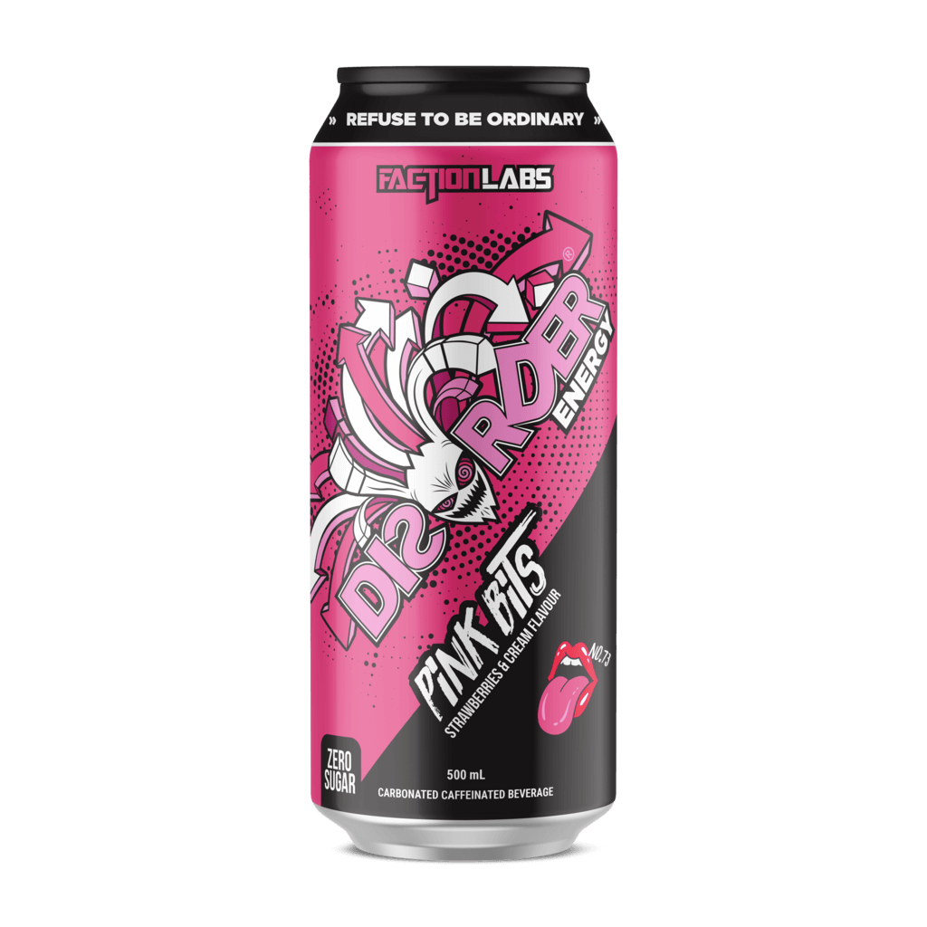 Disorder RTD & Disorder RTD Faction Labs Drinks for pre workout Box of 12 Pink Bits