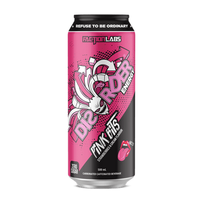 Disorder RTD & Disorder RTD Faction Labs Drinks for pre workout Box of 12 Pink Bits