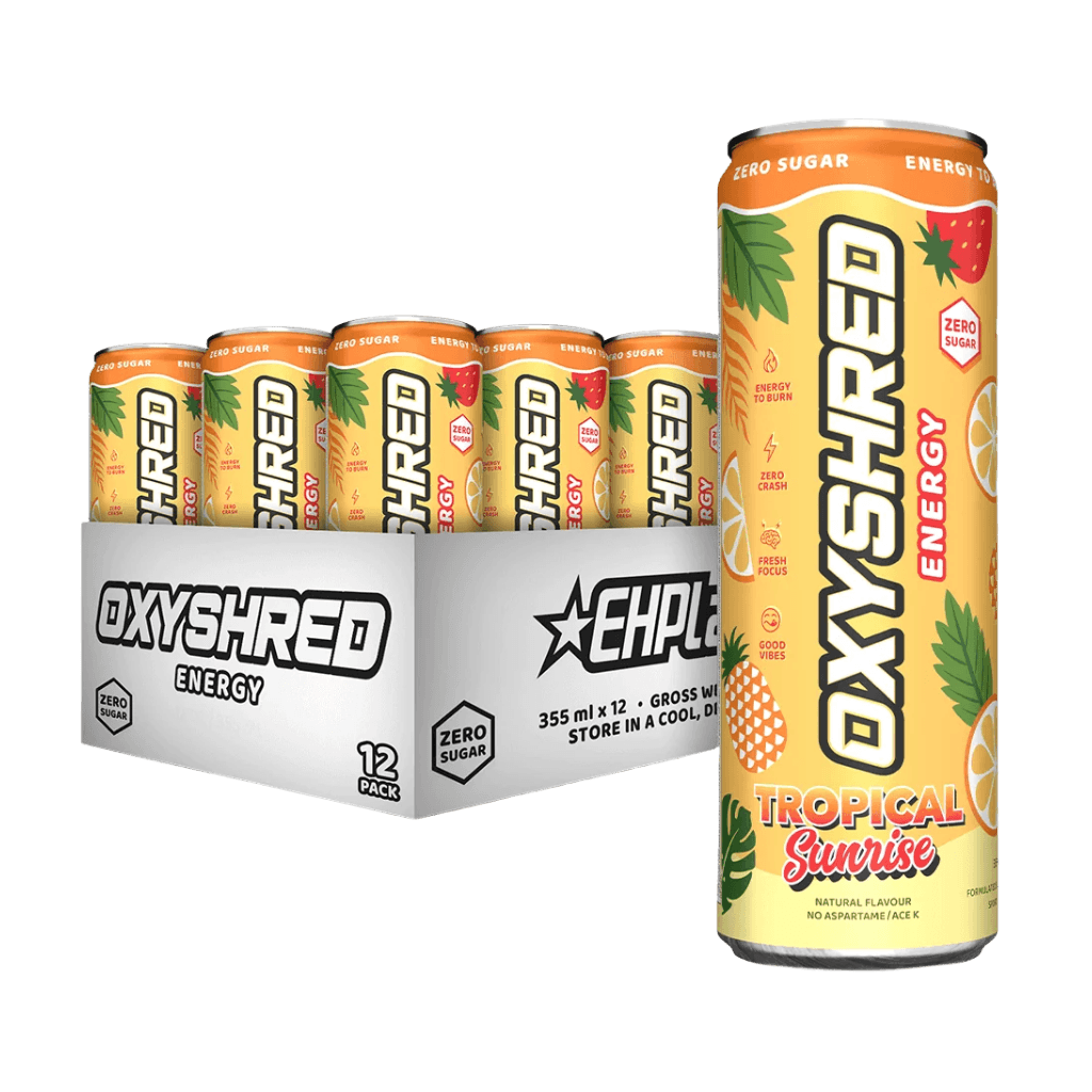 OxyShred Ultra Energy RTD EHP Labs Drinks for pre workout 12 Pack (355ml Can) Tropical Sunrise