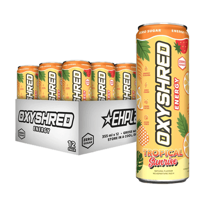 OxyShred Ultra Energy RTD EHP Labs Drinks for pre workout 12 Pack (355ml Can) Tropical Sunrise