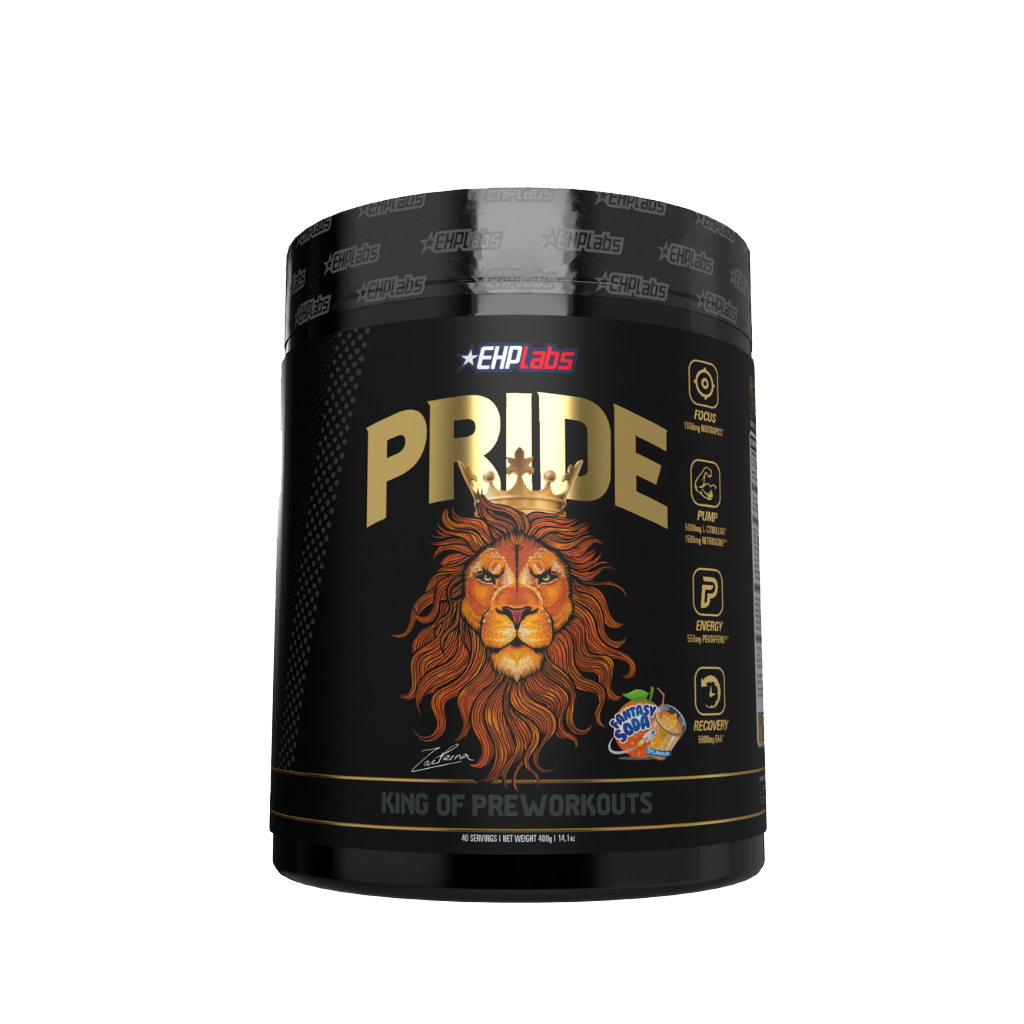 Pride (1) & Pride EHP Labs Medium stimulant pre workout powder 40 Serves Fantasy Soda