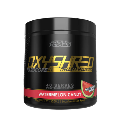 Oxyshred Hardcore EHP Labs High stimulant weight loss supplements 40 Serves Watermelon Candy