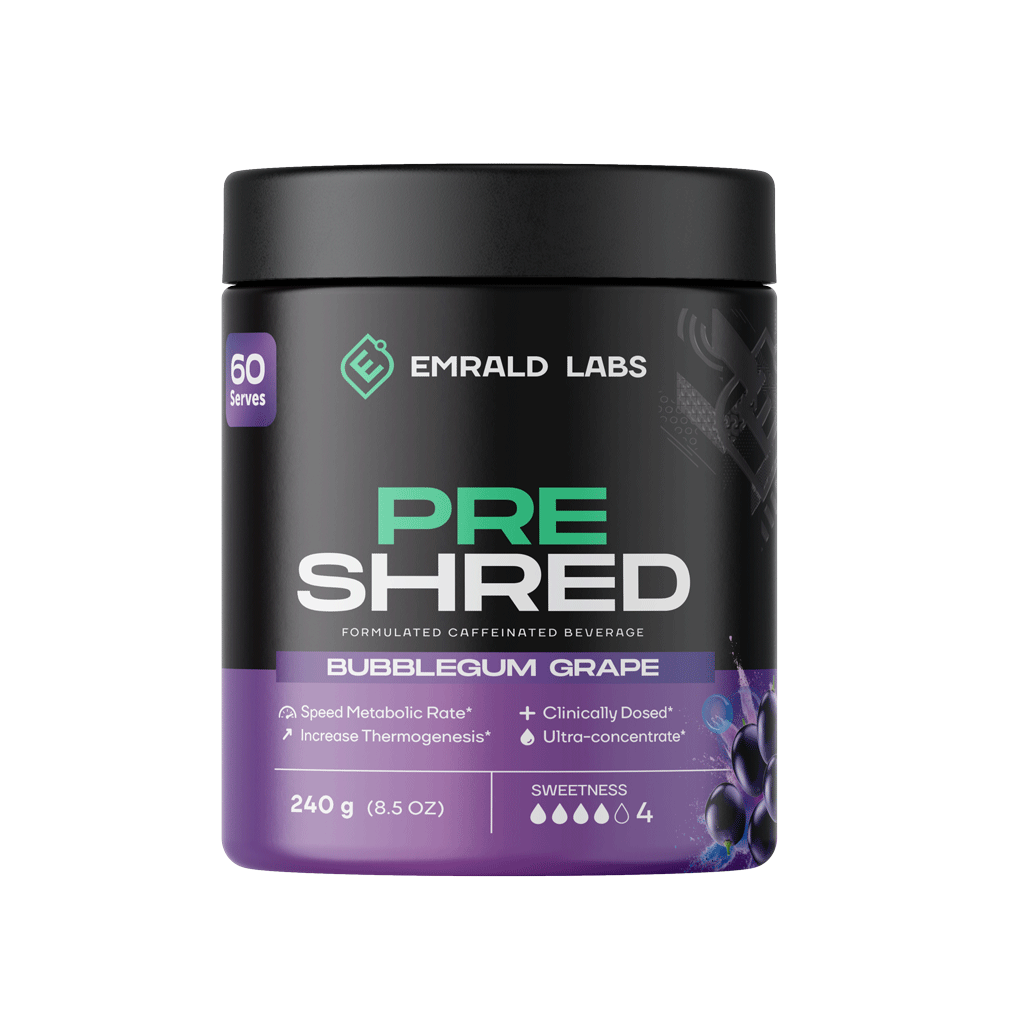 Pre Shred & Pre Shred Emrald Labs Fat burners supplements 60 Serves Bubblegum Grape
