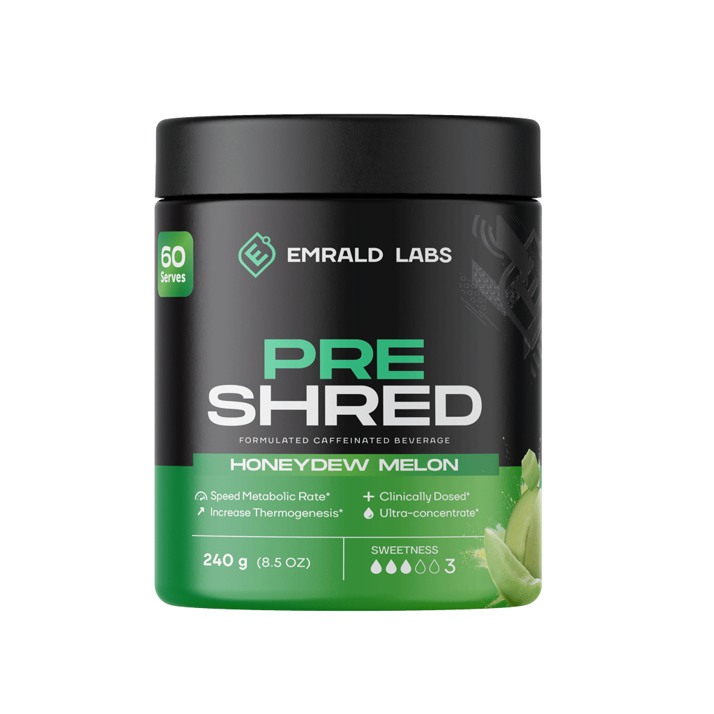 Pre Shred (2) & Pre Shred Emrald Labs Fat burners supplements 60 Serves Honeydew Melon