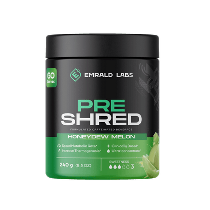Pre Shred (2) & Pre Shred Emrald Labs Fat burners supplements 60 Serves Honeydew Melon