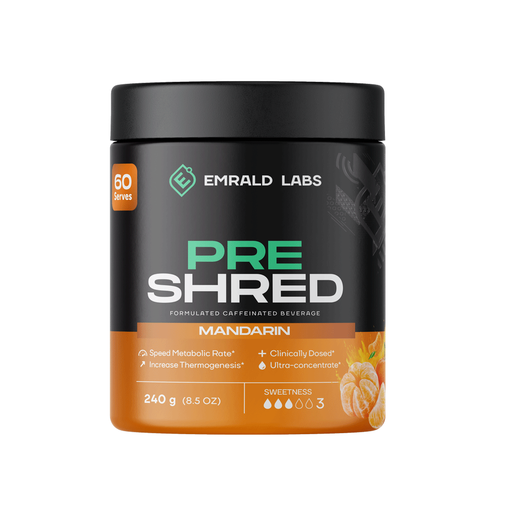 Pre Shred (4) & Pre Shred Emrald Labs Fat burners supplements 60 Serves Mandarin