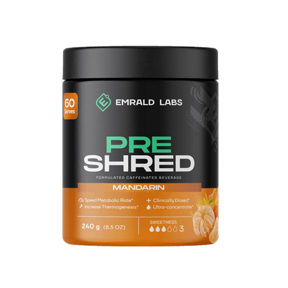 Pre Shred (4) & Pre Shred Emrald Labs Fat burners supplements 60 Serves Mandarin
