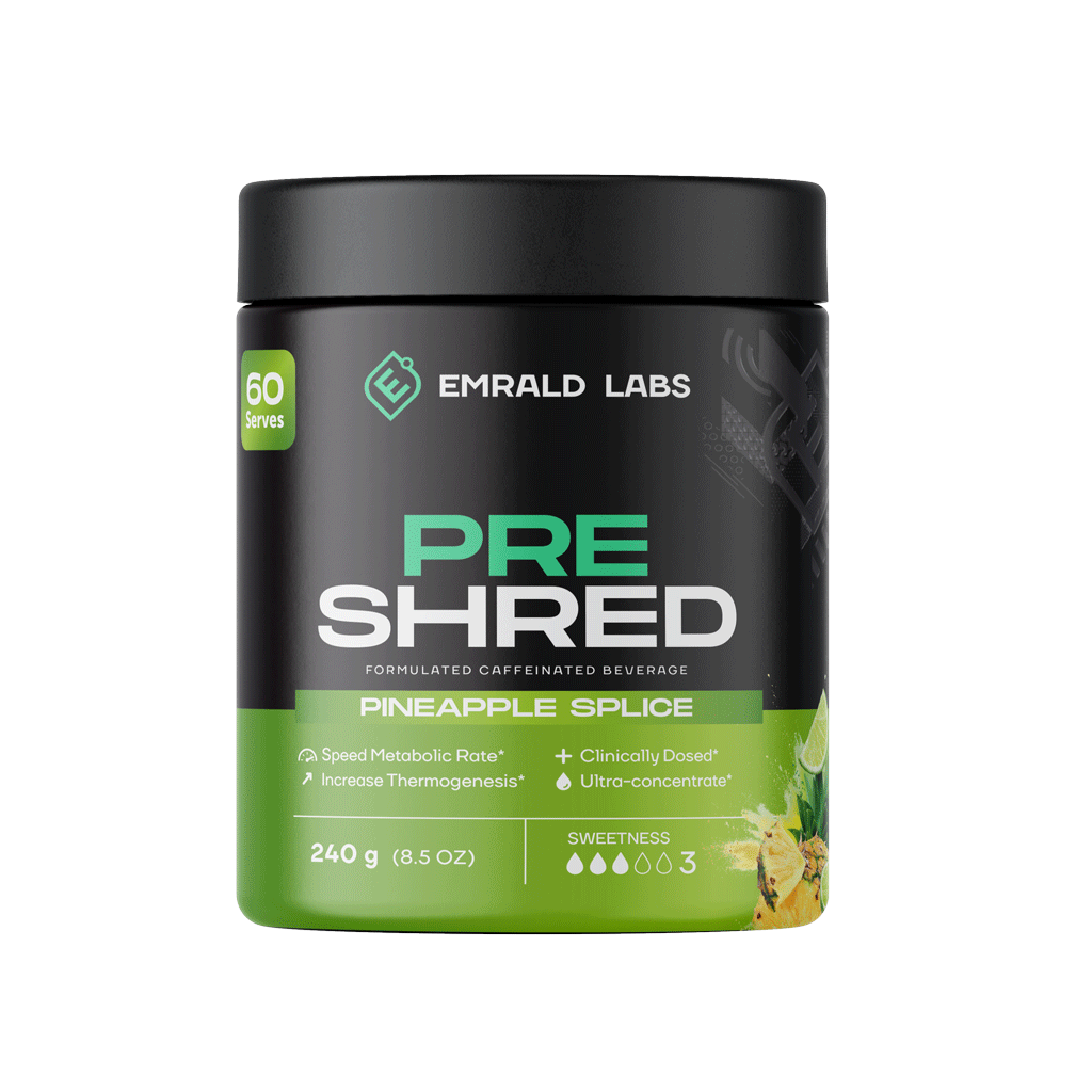 Pre Shred (5) & Pre Shred Emrald Labs Fat burners supplements 60 Serves Pineapple Splice