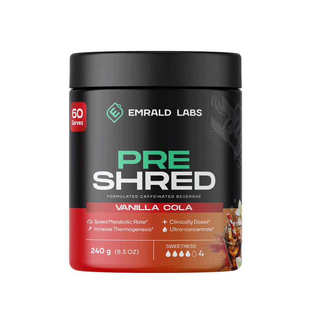 Pre Shred (8) & Pre Shred Emrald Labs Fat burners supplements 60 Serves Vanilla Cola