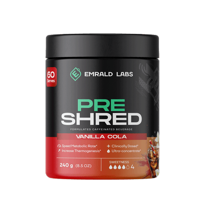 Pre Shred (8) & Pre Shred Emrald Labs Fat burners supplements 60 Serves Vanilla Cola