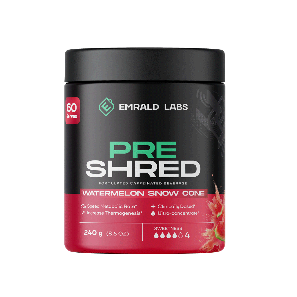 Pre Shred (7) & Pre Shred Emrald Labs Fat burners supplements 60 Serves Watermelon Snow Cone