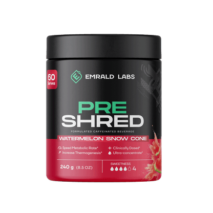 Pre Shred (7) & Pre Shred Emrald Labs Fat burners supplements 60 Serves Watermelon Snow Cone