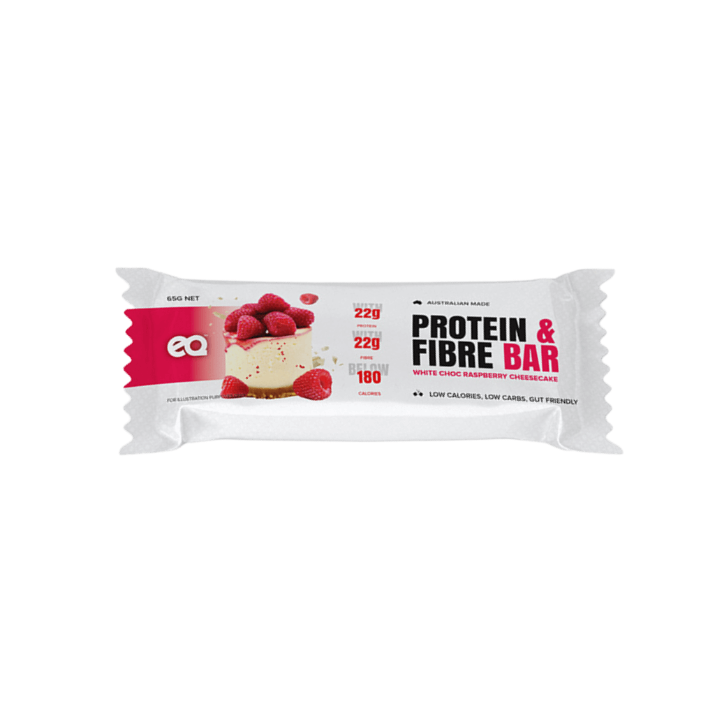 Protein & Fibre Bar EQ High protein bars Box of 12 White Choc Raspberry Cheesecake