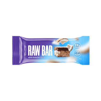 Raw Bar Elite Supplements High protein bars Box of 12 Chocolate Coconut Slice (Best Before 06/26)