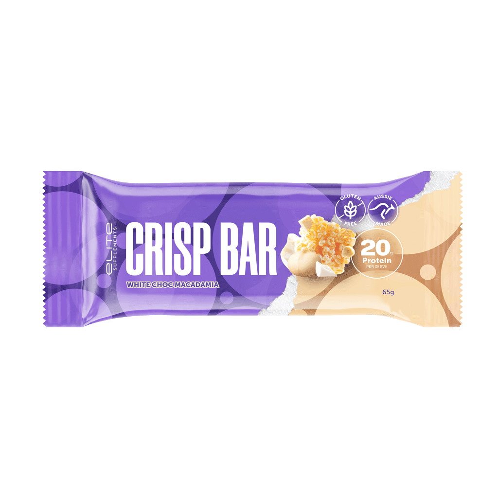Protein Crisp Bar & Protein Crisp Bar Elite Supplements Protein bars Box of 12 White Choc Macadamia