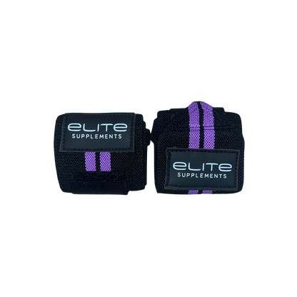 Premium Wrist Wraps & Premium Wrist Wraps Elite Supplements Gym accesories   Black/Light Purple