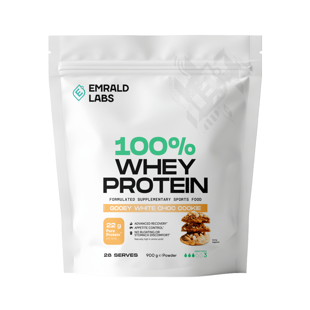 100% Whey Protein (4) & 100% Whey Protein Emrald Labs Whey blend protein 900g Gooey White Chocolate