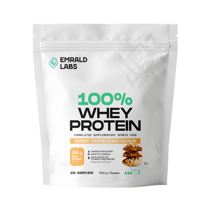 100% Whey Protein (4) & 100% Whey Protein Emrald Labs Whey blend protein 900g Gooey White Chocolate