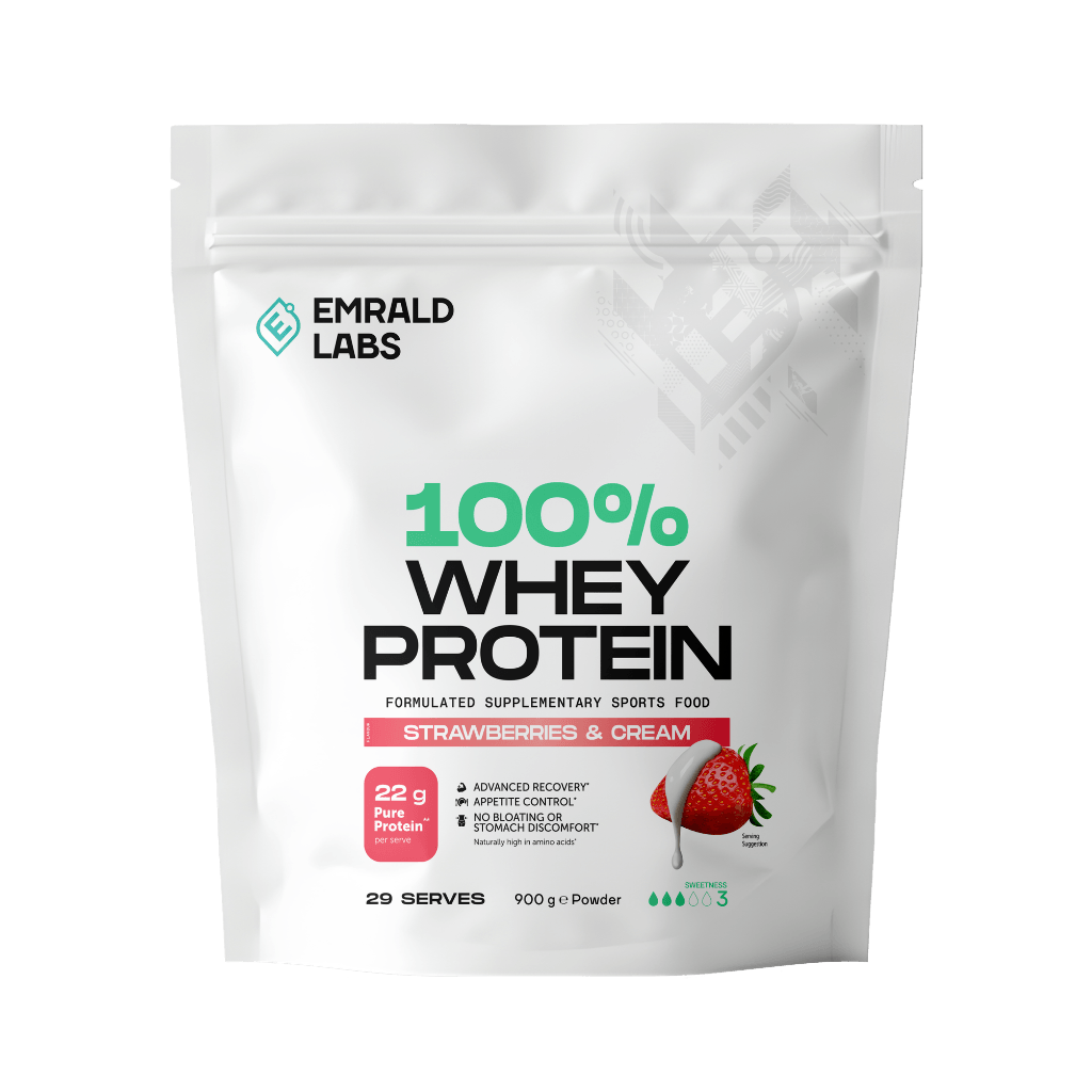 100% Whey Protein & 100% Whey Protein Emrald Labs Whey blend protein 900g Strawberries & Cream