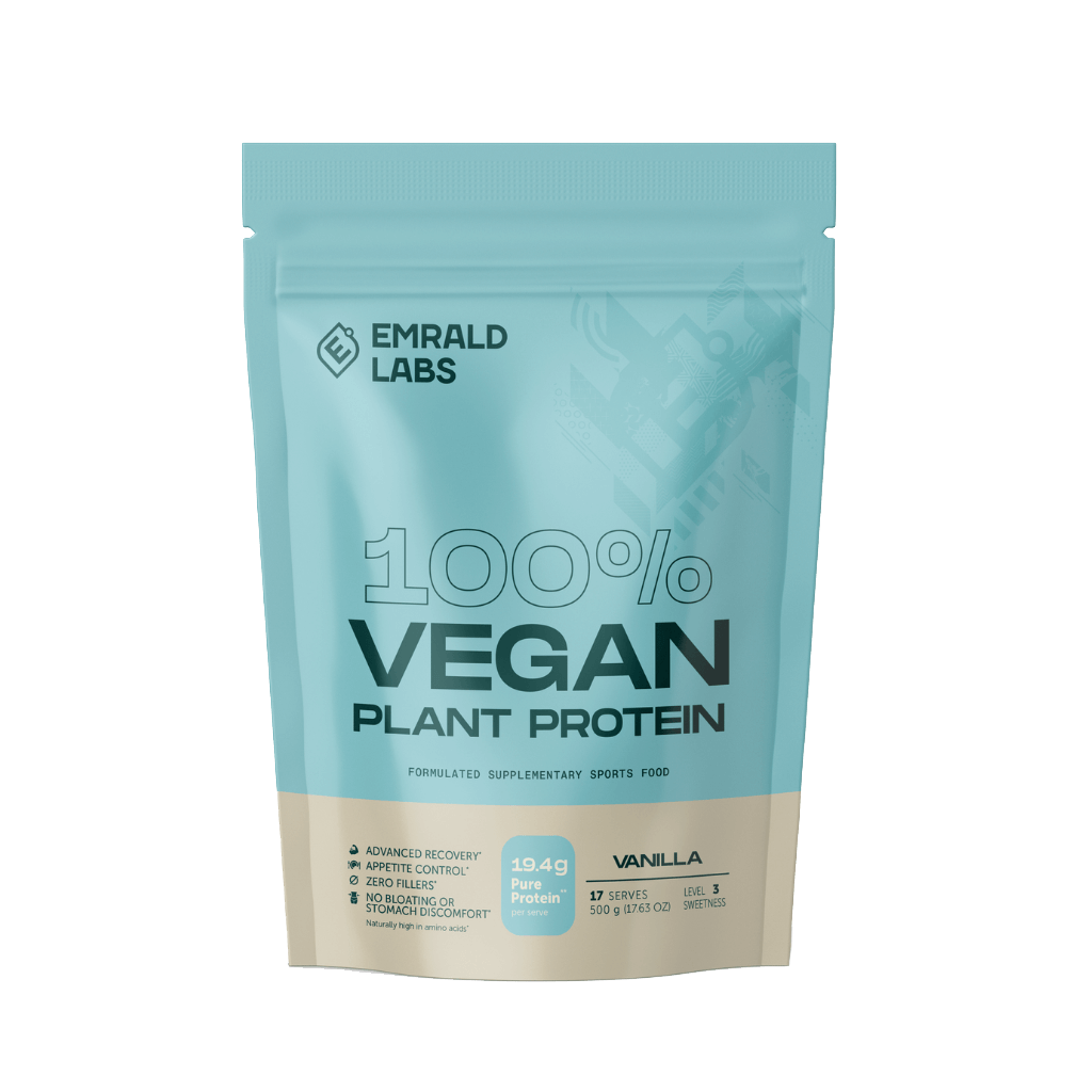 100% Vegan Protein & 100% Vegan Protein Emrald Labs Vegan protein powder 500g Vanilla