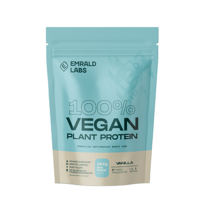 100% Vegan Protein & 100% Vegan Protein Emrald Labs Vegan protein powder 500g Vanilla