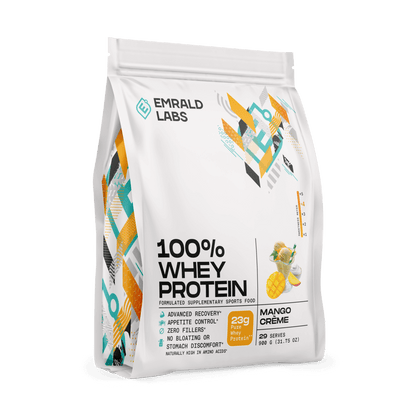 100% Whey Protein (21) & 100% Whey Protein Emrald Labs Whey blend protein 900g Mango Creme