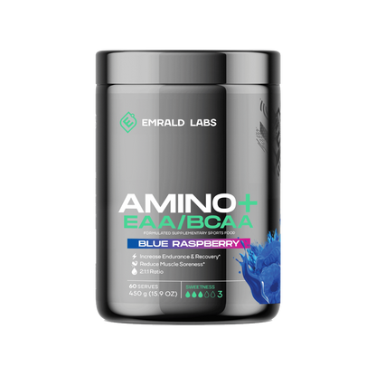 Amino+ EAA/BCAA (4) & Amino+ EAA/BCAA Emrald Labs Essential amino acids 60 Serves Blue Raspberry