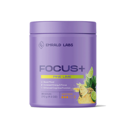 Focus+ Emrald Labs Low stim pre workout