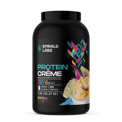 Protein Creme (5) & Protein Creme Emrald Labs Casein protein 1kg Vanilla Fairy Bread