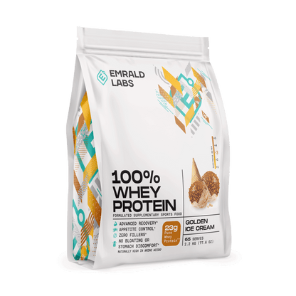 100% Whey Protein (40) & 100% Whey Protein Emrald Labs Whey blend protein 2.2kg Golden Ice Cream