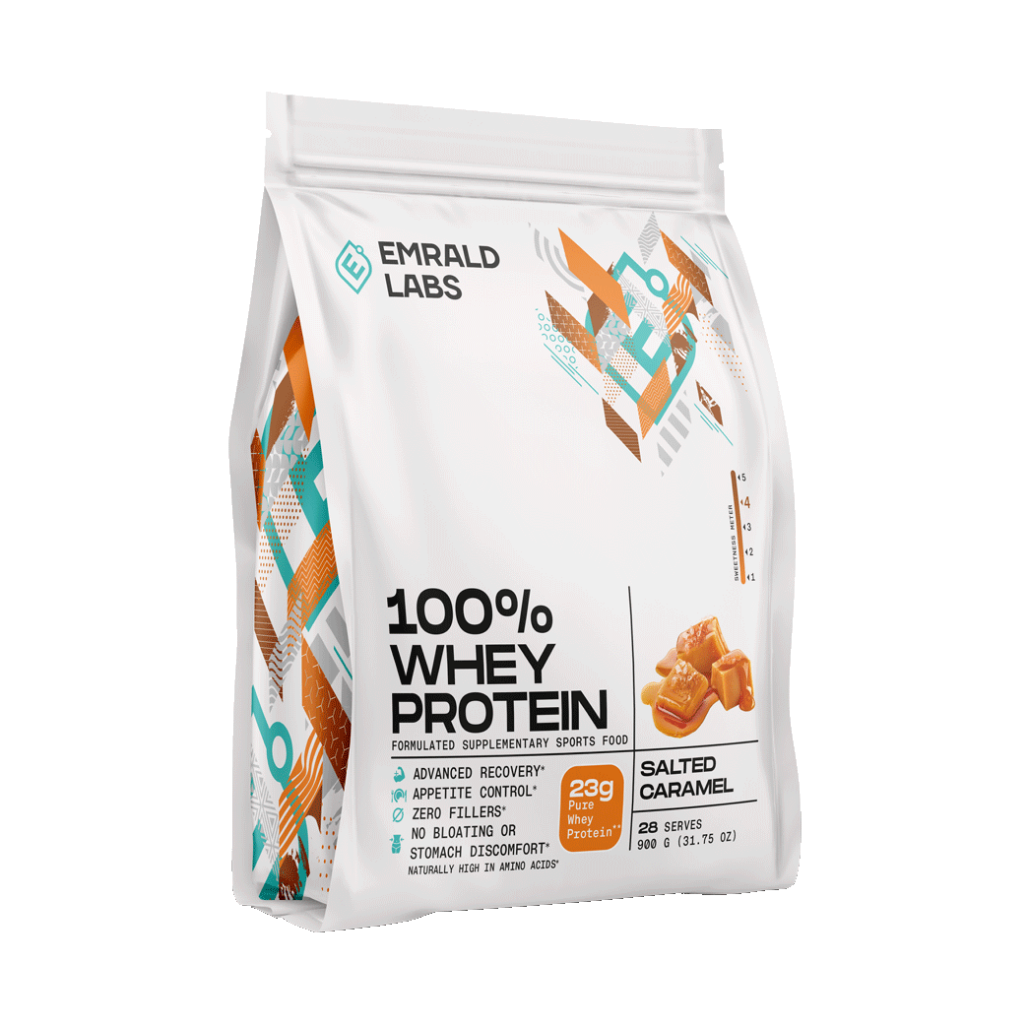 100% Whey Protein (6) & 100% Whey Protein Emrald Labs Whey blend protein 900g Salted Caramel