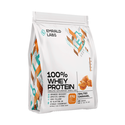 100% Whey Protein (6) & 100% Whey Protein Emrald Labs Whey blend protein 900g Salted Caramel
